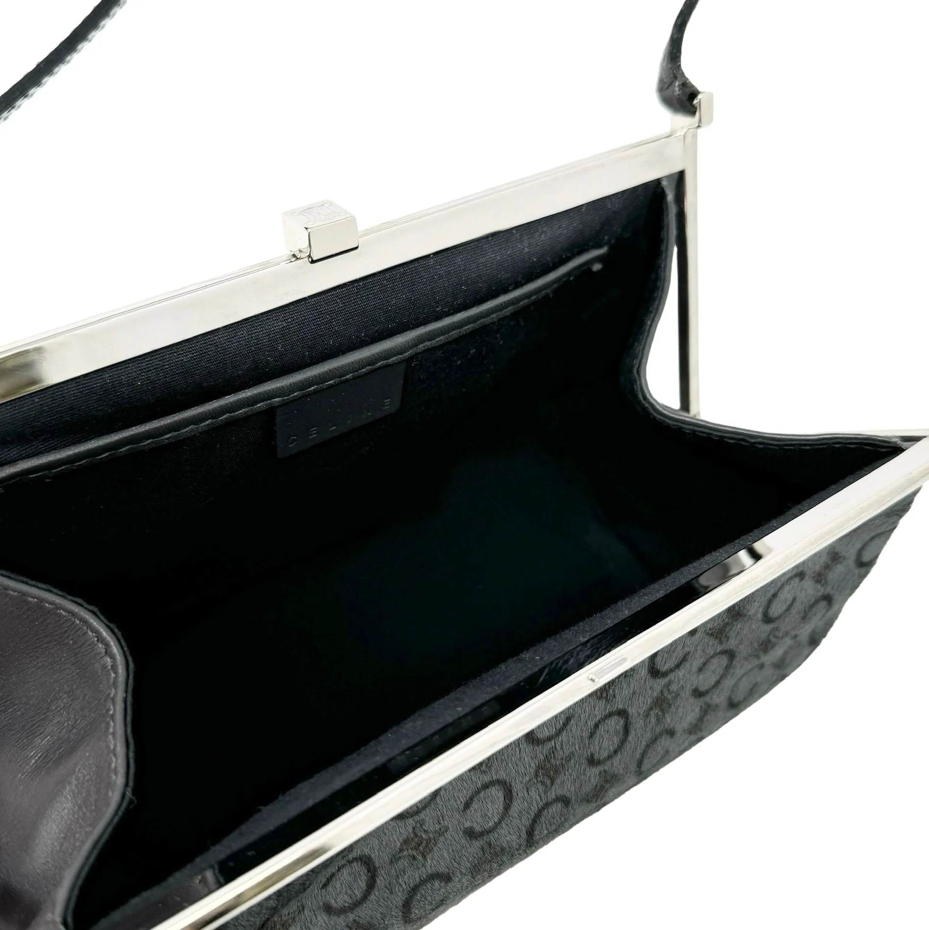 Celine Black Calf Hair Logo Mini Bag - Image 3