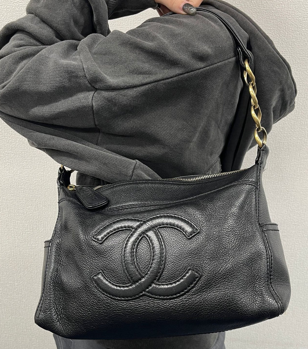 Chanel Black Caviar Chain Shoulder Bag - Image 5
