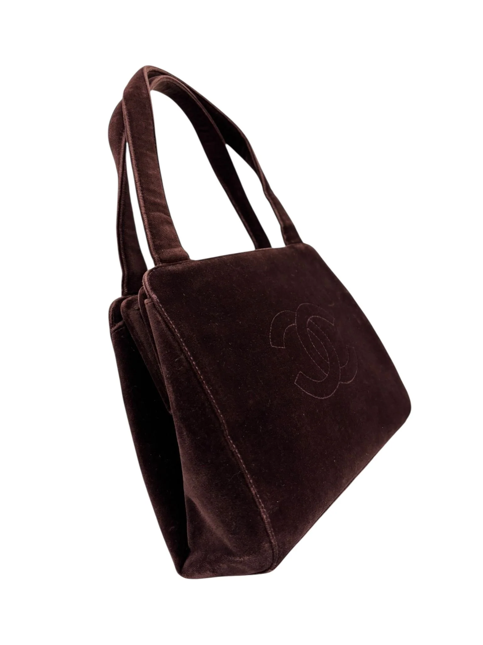 Chanel Brown Velvet Mini Top Handle Bag - Image 3