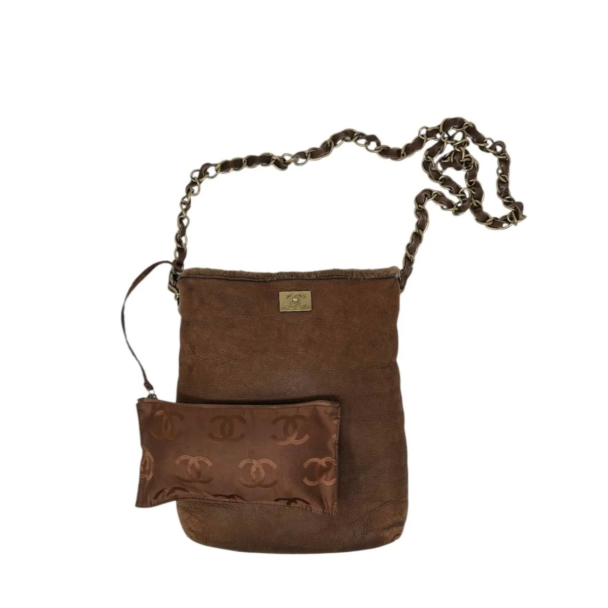 Chanel Light Brown Shearling Crossbody Bag - Image 3