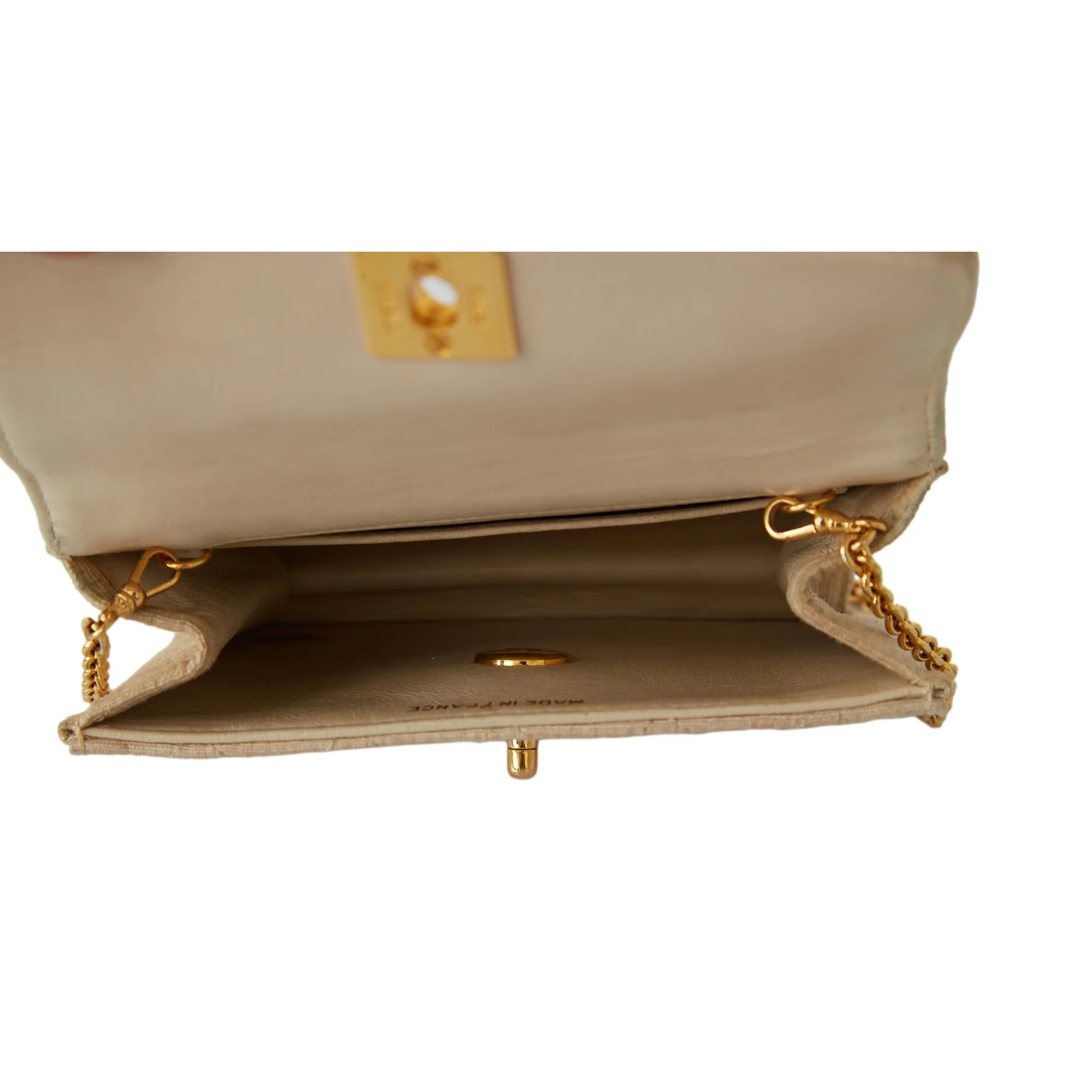 Chanel Mini Beige Canvas Flap Bag - Image 4