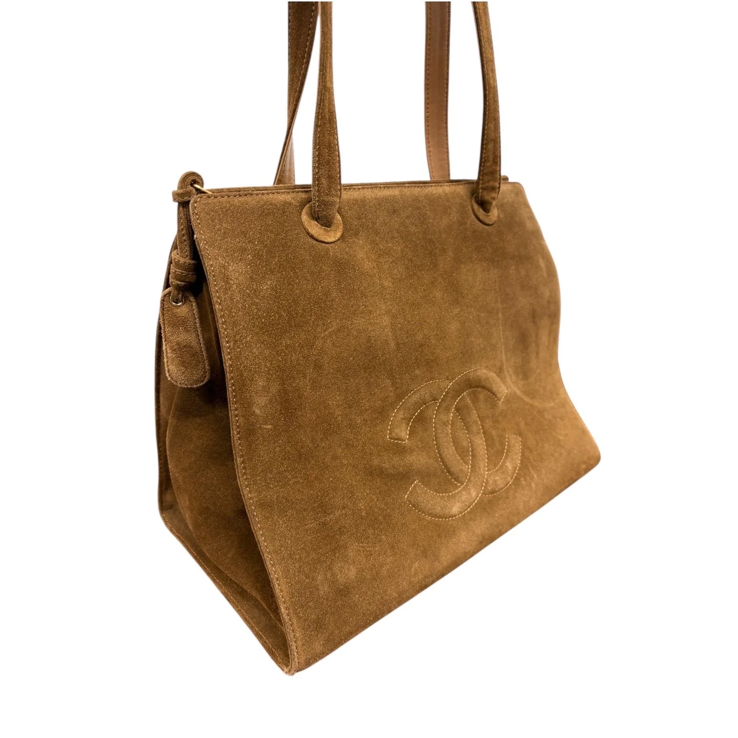 Chanel Tan Suede Logo Shoulder Bag - Image 3