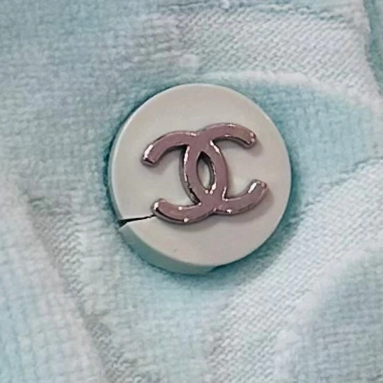 Chanel Turquoise Velour Short Sleeve Top - Image 3