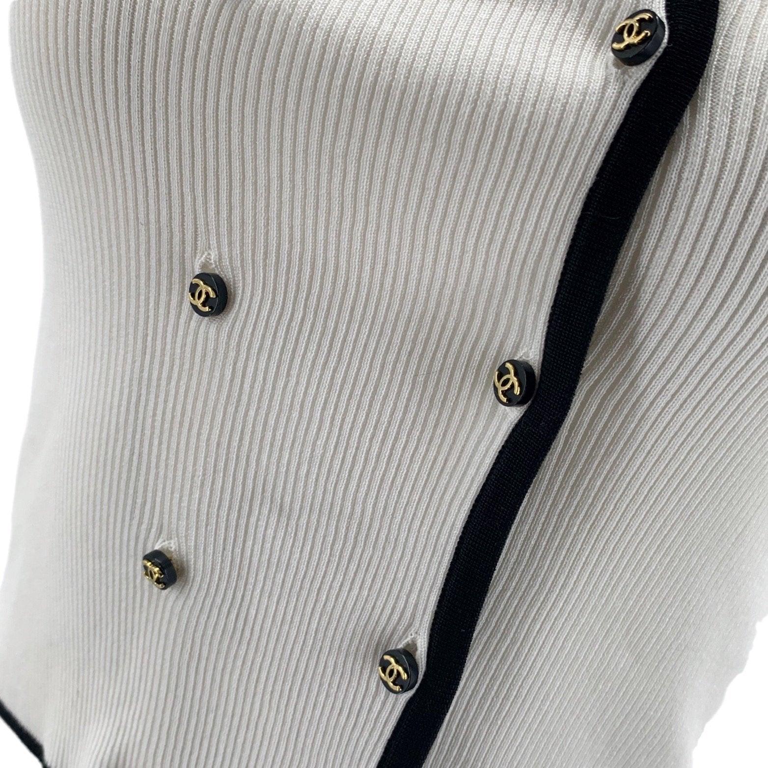 Chanel White Silk Button Tank - Image 3