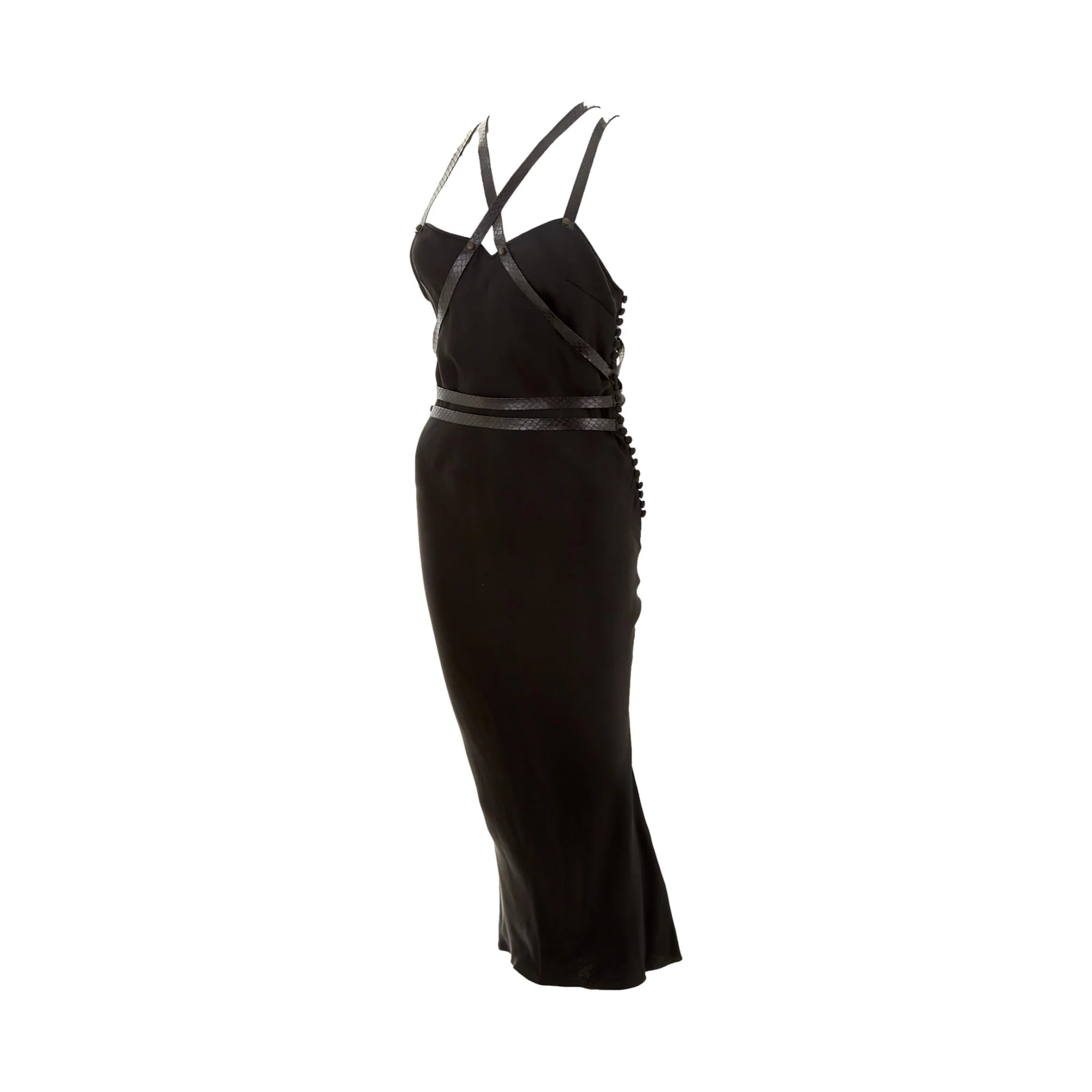 Dior Black Silk + Snakeskin Strap Gown - Image 3