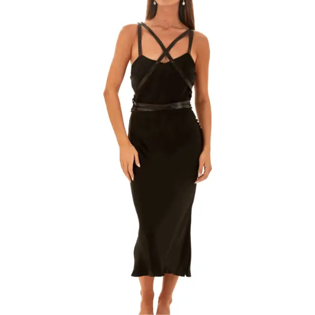 Dior Black Silk + Snakeskin Strap Gown - Image 4