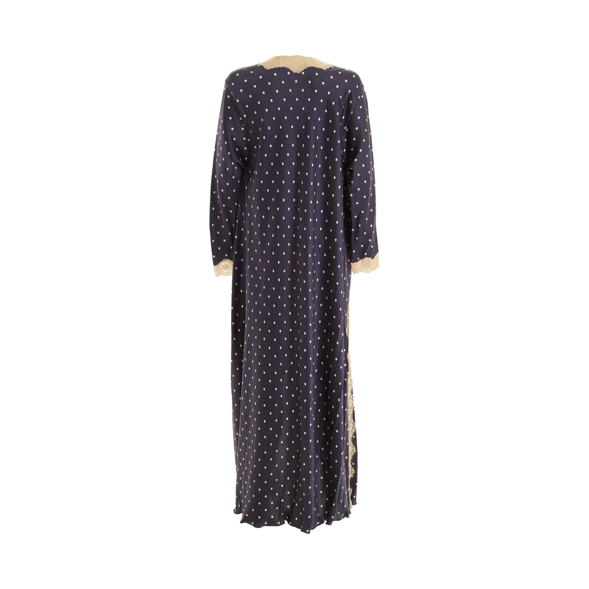 Dior Navy Polkadot Silk Robe - Image 3