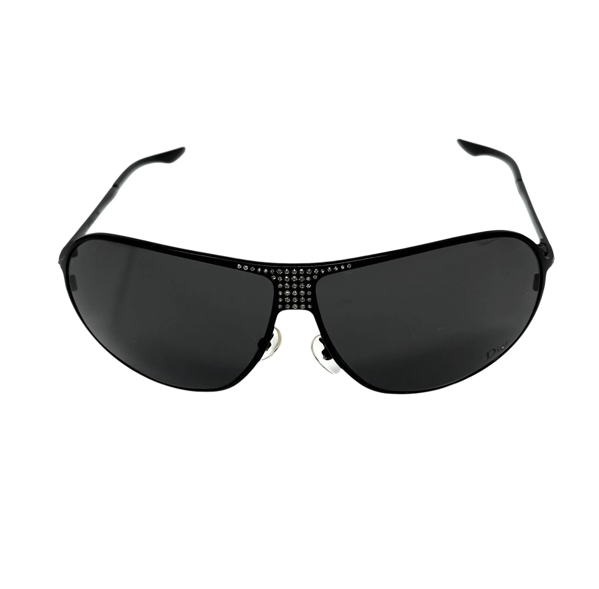 Dior Black Rhinestone Aviator Sunglasses - Image 3