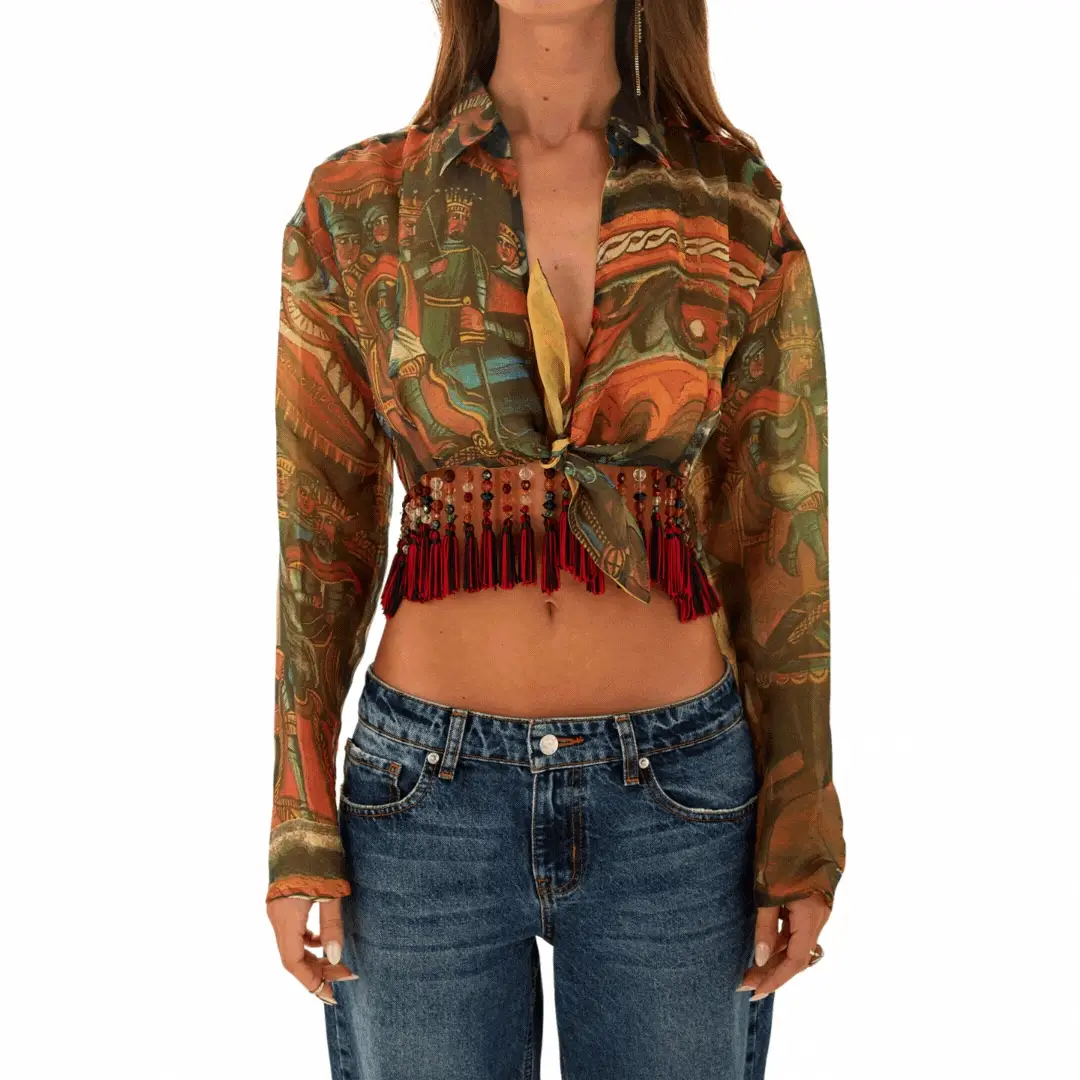 Dolce & Gabbana Fringe Tie Top - Image 3