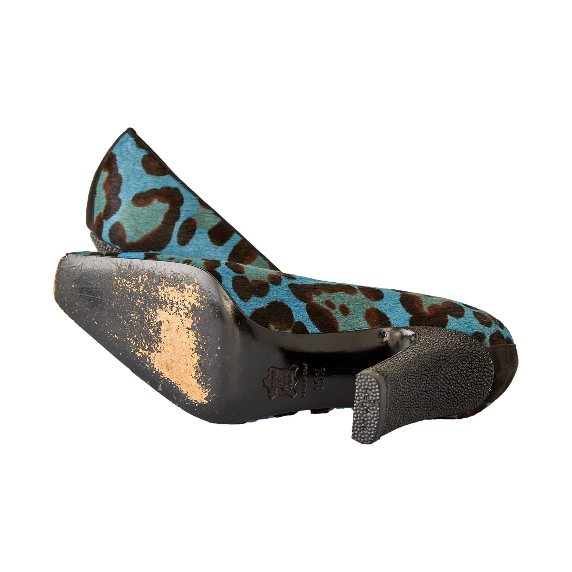 Fendi Blue Cheetah Calf-hair Heels - Image 3