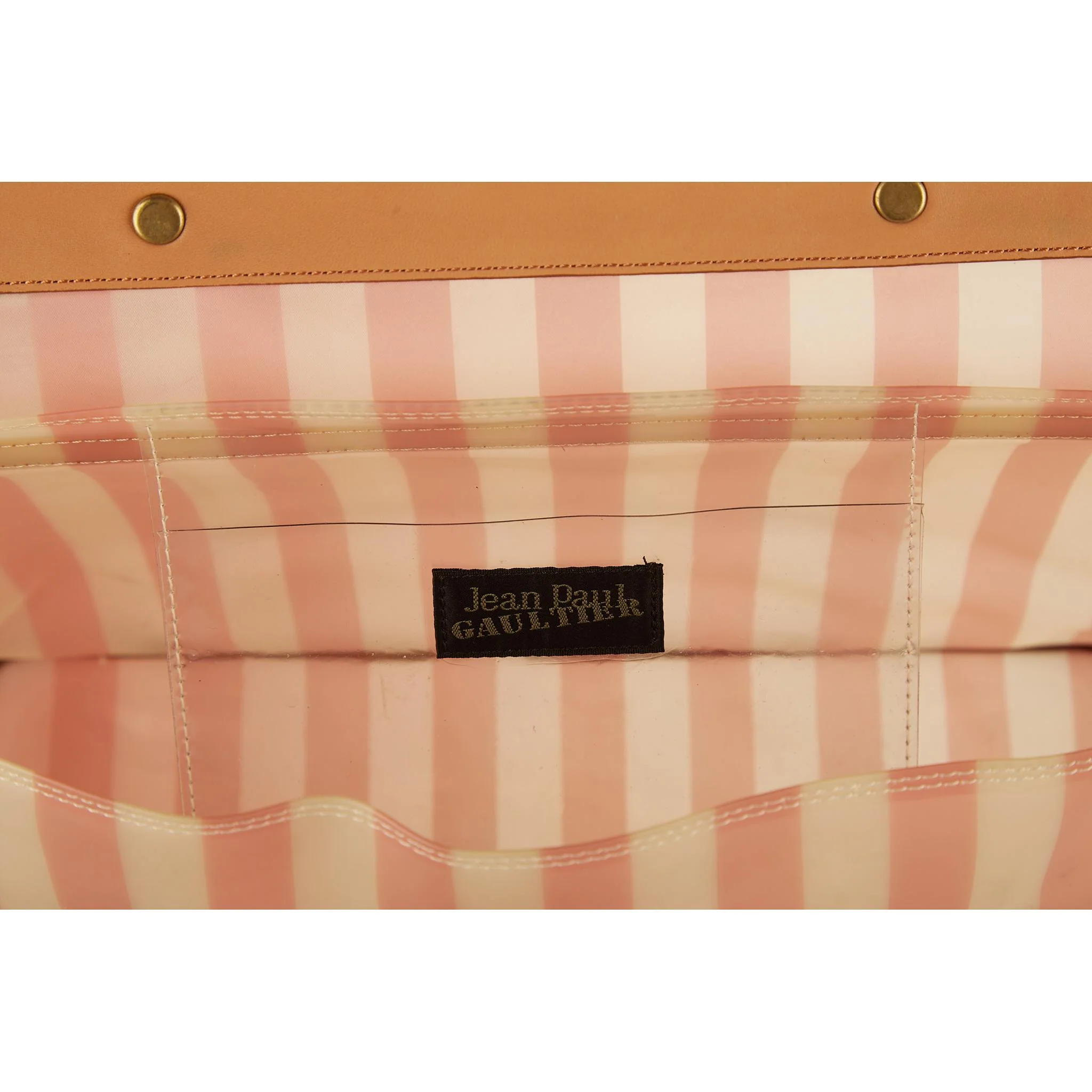 Jean Paul Gaultier Pink Striped Top Handle Bag - Image 4