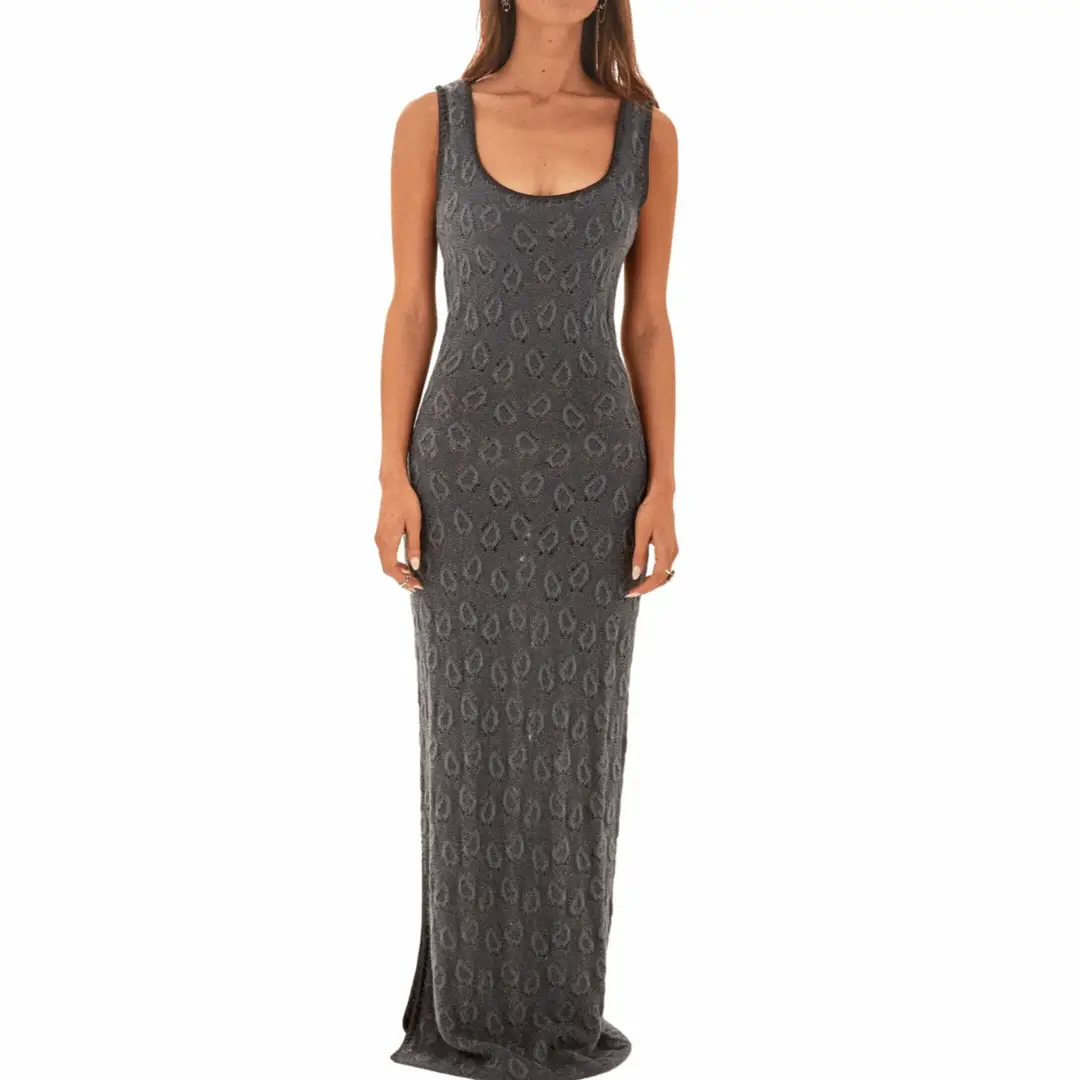 John Galliano Slate Cashmere Gown - Image 4