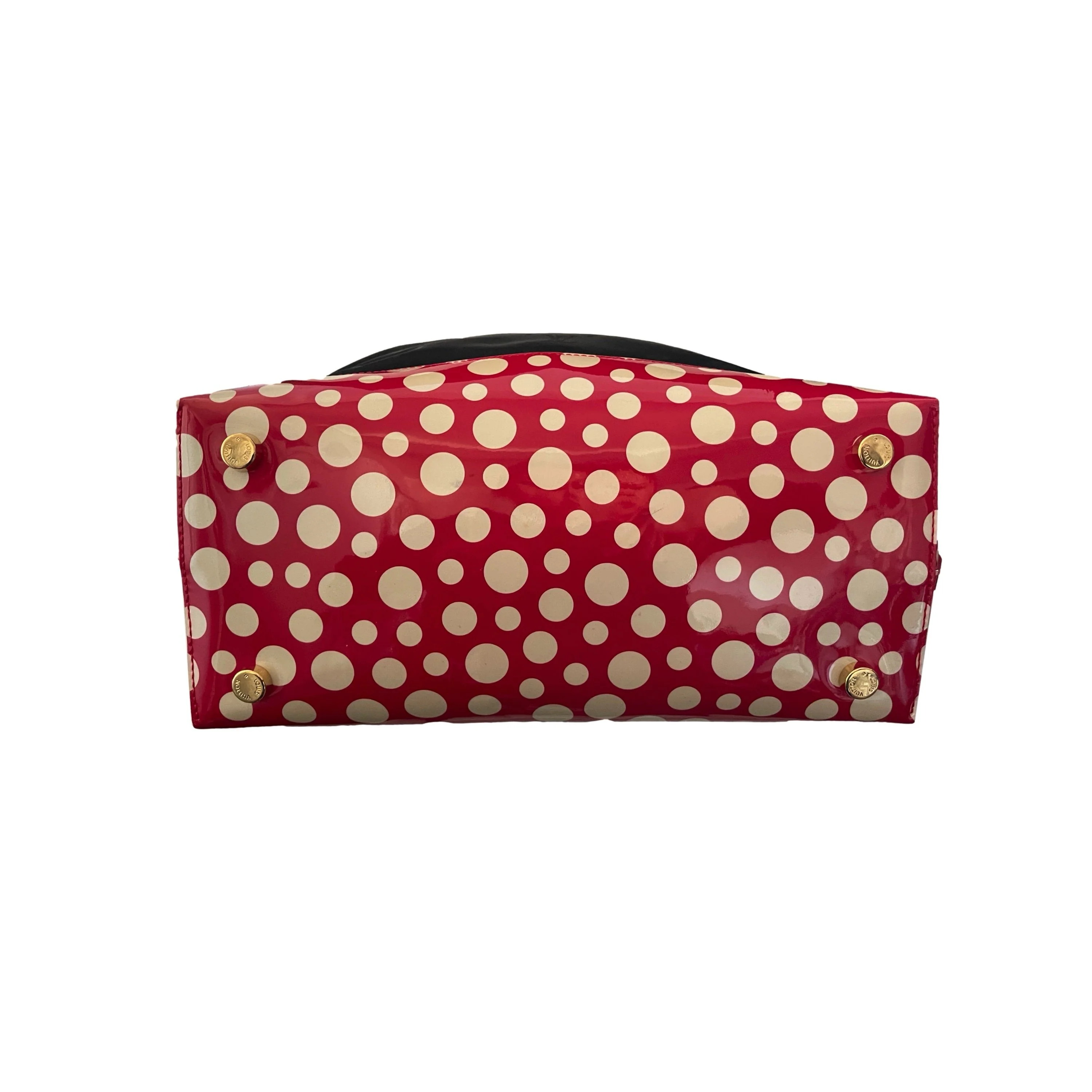 Louis Vuitton Black Monogram Kusama Vernis Top Handle Bag - Image 3