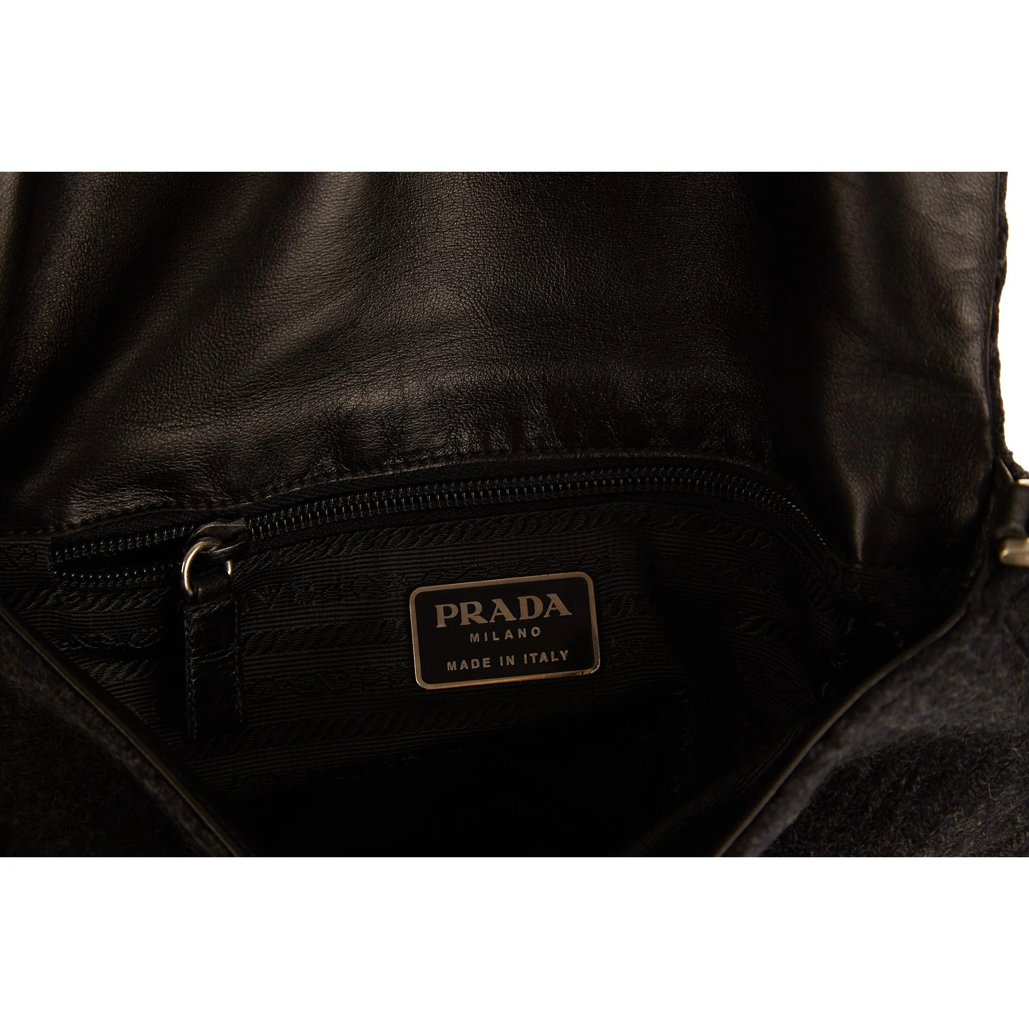 Prada Black Wool Shoulder Bag - Image 4
