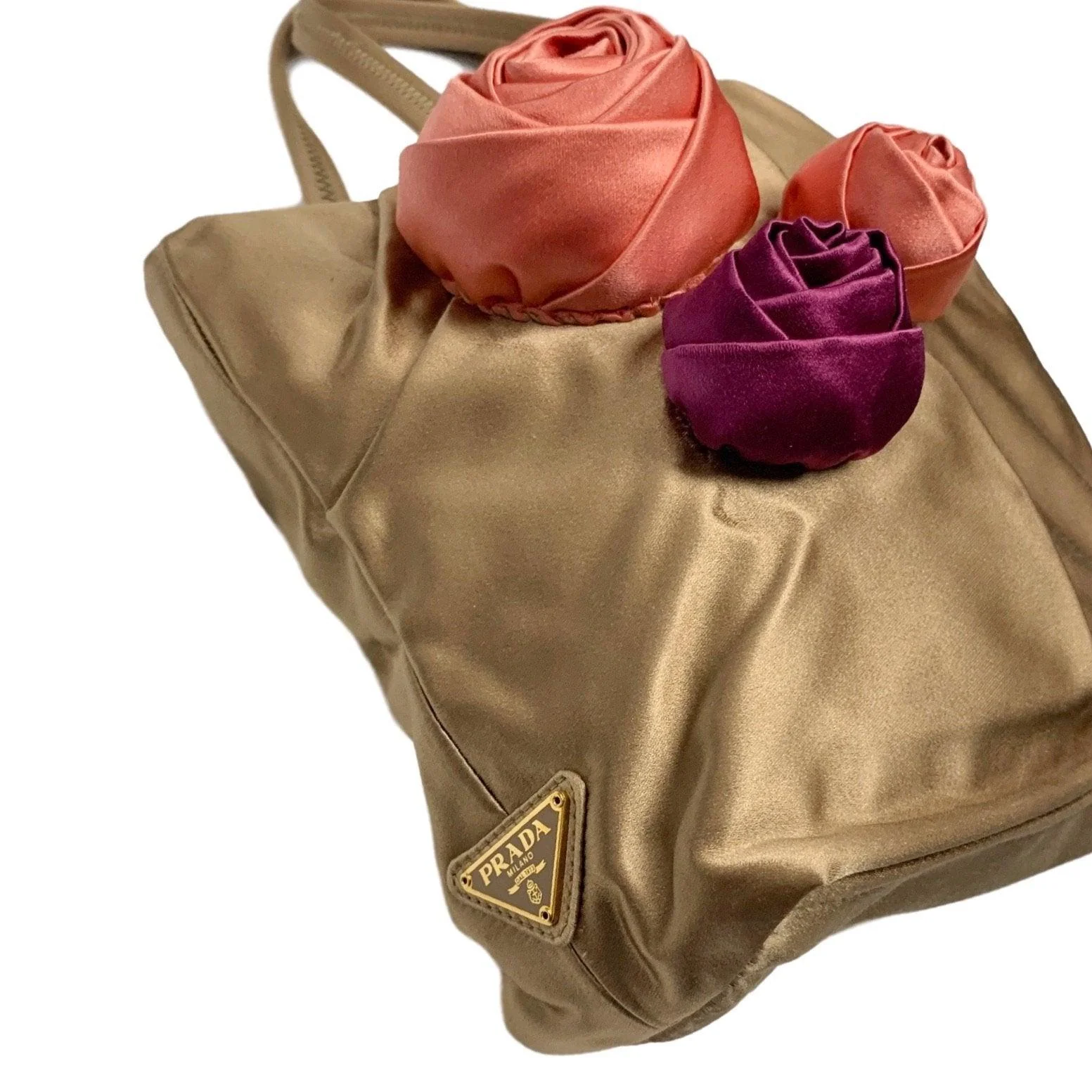 Prada Gold Satin Mini Top Handle Bag - Image 3