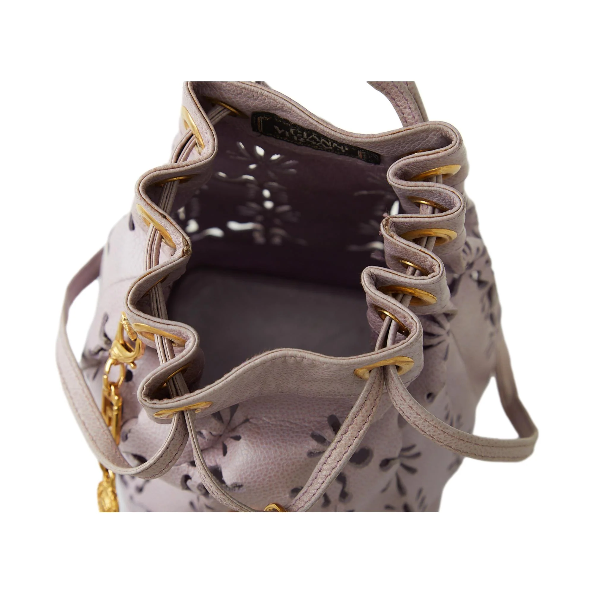 Versace Light Purple Leather Bucket Bag - Image 4