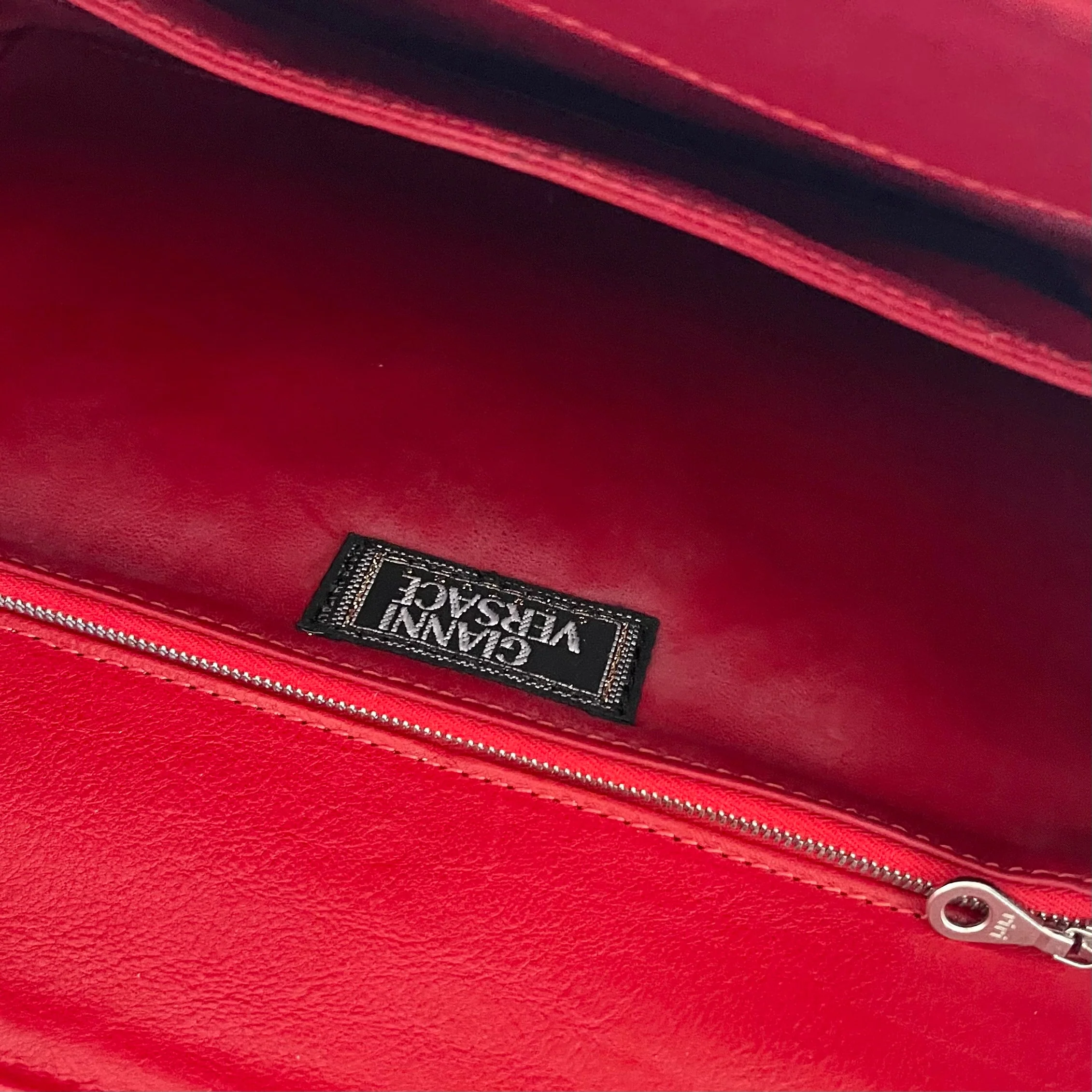 Versace Red Logo Top Handle Bag - Image 3