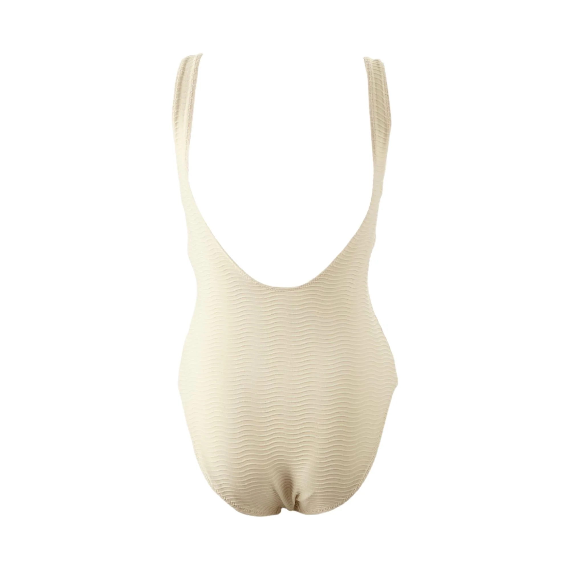 YSL Beige Textured Logo One Piece - Image 3